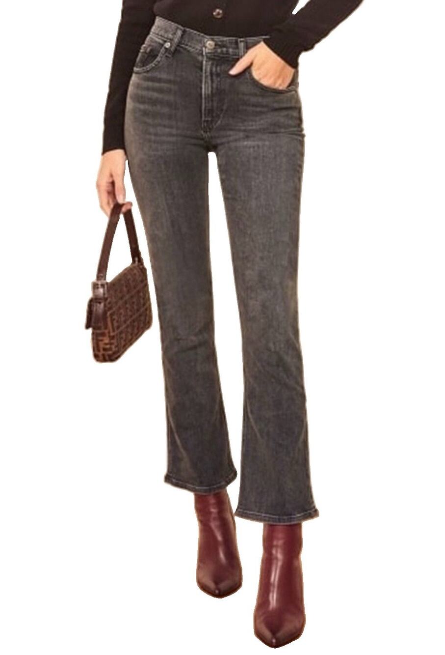 Reformation Jeans Jessie High Crop Boot Redondo Wash Black Gray Denim Size 26